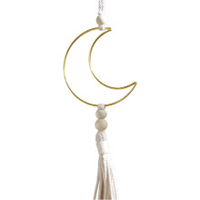 La tenture murale en bois naturel avec étoile et lune-Style6