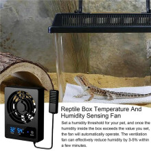 2X for Reptile Tank with LED Display Strong Wind Ventilation Fan Low Noise Cooling Fan(Degrees Celsius)