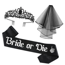 Memorabilia Black Tulle Wedding Headband Head-Ghost Bride 2
