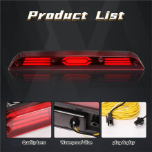 High-Mount Brake Light 3rd Additional Brake Stop Lights for F150 F250 F350 F450 Ranger 2019-2022 Black