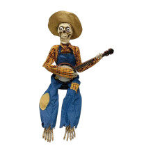 Halloween Banjo Playing Skeleton ornament Halloween-Yellow