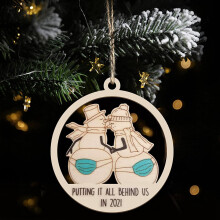 Funny Wooden Hollow Carving Hanging Decor, Car Rearview Mirror Pendant, for Christmas Tree, Wall, C