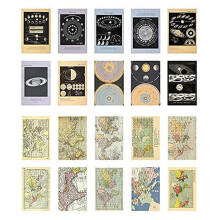 2 Conjuntos de Papel EfêMero Retrô, Papel Vintage para Decupagem, áLbum de Recortes e Envio de Presente, 120 Unidades (EspaçO e Mapa)