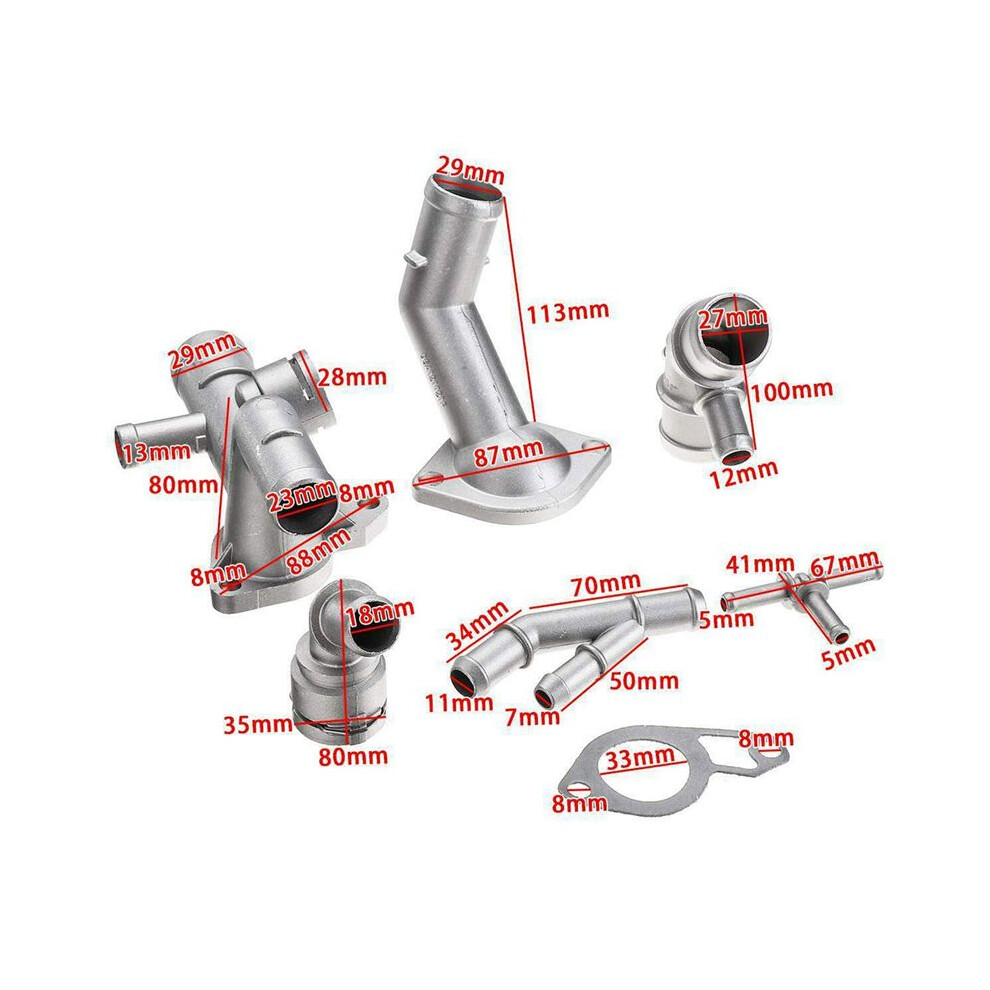 12Pcs Aluminium Engine Cooling Coolant Hose Connector Supercharger Pipe For Mk4 Gli Tt 1J0121087e 4711456743392
