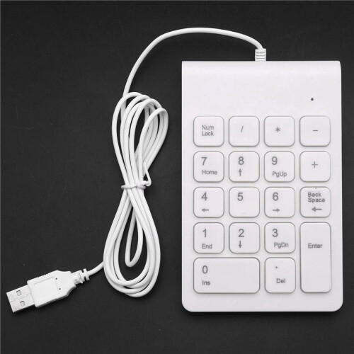 3X  USB Wired Numeric Keypad Numpad 18 Keys Digital Keyboard for Accounting Teller Laptop Windows Android (White) 2