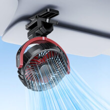 Rechargeable Clip on Car Fan 5V USB with 2000mAh Battery, Quiet 360 Adjustable Cooling for Vehicle SUV Truck
