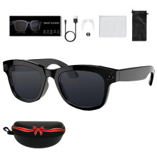AI Smart Glasses with Camera, HD Video Recording, Hands Calling, AntiBlue Light Black