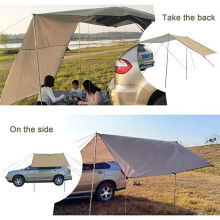 Car Sun Shade Sail Canopy, Portable Camping Side Awning Waterproof UV Roof Top Tent Awning for Outdoor, SUV, Caravan, M