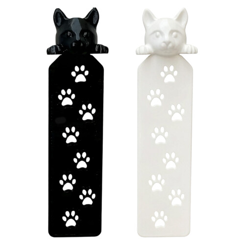 2Pcs Fun Feline Themed Bookmarks Plastic Textbook Page-Black 1