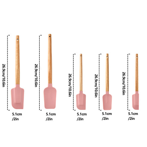 5 Piece Soft Silicone Spatulas Set Dishwasher Safe Baking 2