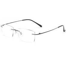 Blue Light Blocking Reading Glasses +3.00 Titanium Frame for Men Black Rimless Close Work