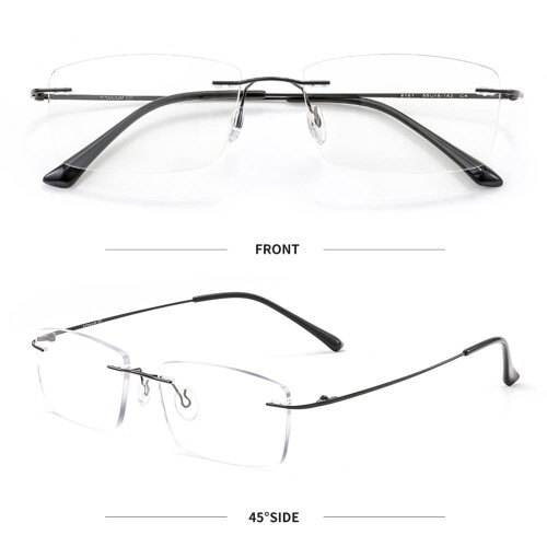 Blue Light Blocking Reading Glasses +3.00 Titanium Frame for Men Black Rimless Close Work 1