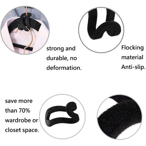 40Pcs Hanger Non-Slip Hooks Flocking  Hanger Non-Slip Hooks Clothes Non-Slip and Space-Saving Stacking Hooks 1