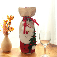 Christmas Decoration Linen Embroidery Snowman Old  Wine Cover Christmas Hotel Restaurant Home Wine Bottle Sleeve