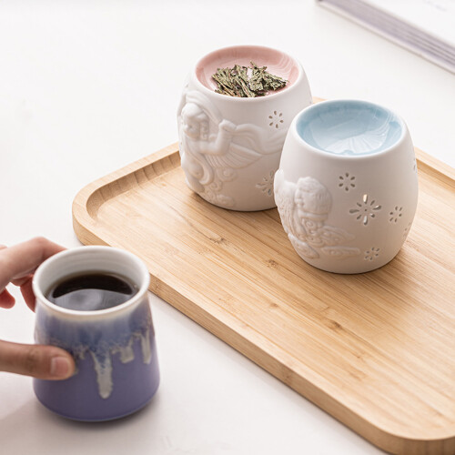 Embossed Candle Melter Device Ceramic Essential Oil Burners-B 1
