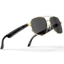 Smart Bluetooth Sunglasses with AI Translation, Unisex Black Glasses with Audio and Mic for Travel