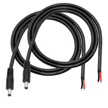 DC Power Pigtail Cable 3ft 16AWG 5.5mm x 2.1mm Male to Bare Wire 2 Pack for CCTV and LED