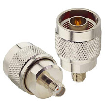 SMA Female to N Male RF Coaxial Adapter 50 Ohm, Gold‑Plated Connector Pack of 2