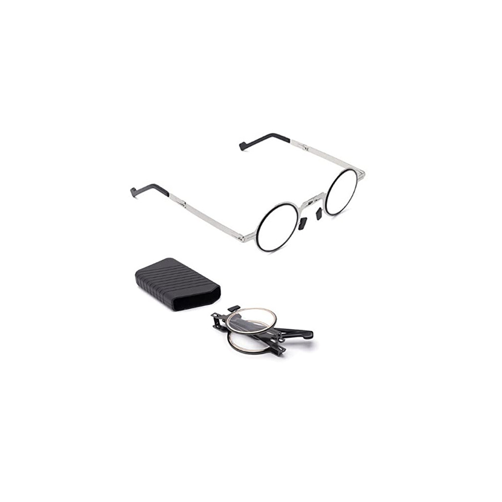 Light Foldable Titanium Reading Glasses +2.00 With Hd Antiblue Round Screwless Design
