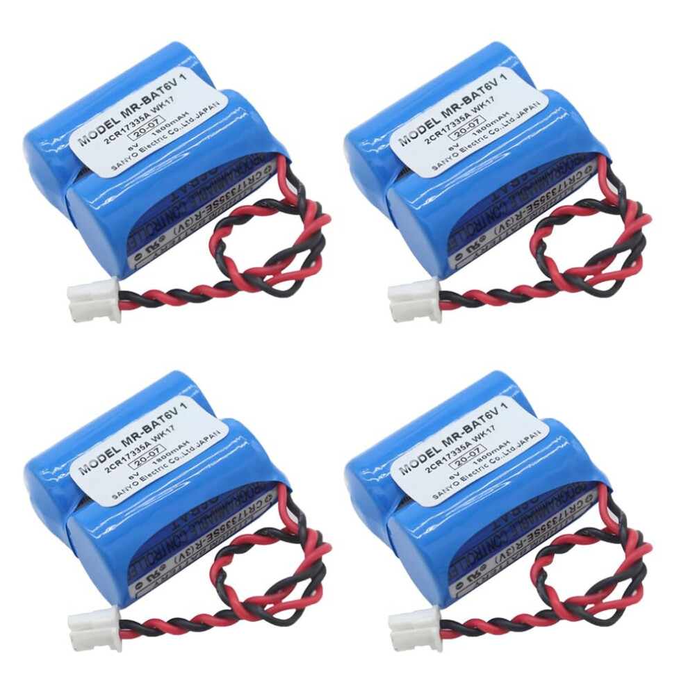 Pack Of 4 6V Plc Backup Batteries 1800Mah Mrbat6v1 2Cr17335a Wk17 With Plug Long Duration 9771547097549