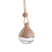 Car Air Freshener 8ml Hanging Refillable Glass Diffuser Bottle with Natural Wood Cap for Rearview Mirror