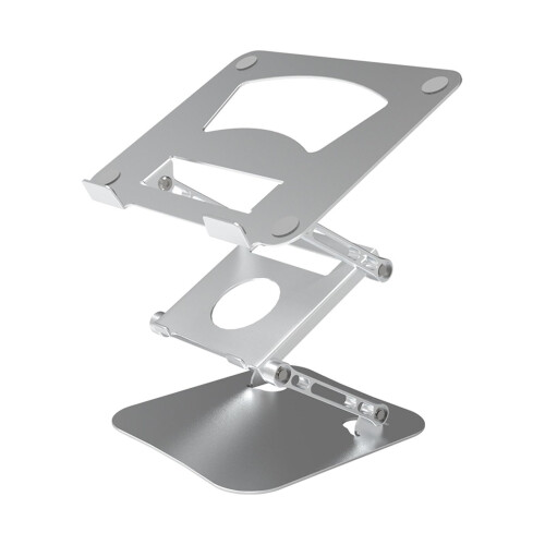 Laptop Stand Adjustable Height Foldable Metal Riser Holder for Desk Notebook Tablet Silver Finish