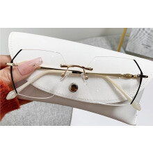 Rimless Blue Light Blocking Reading Glasses Gold Frame +300 for Eye Fatigue Reduction