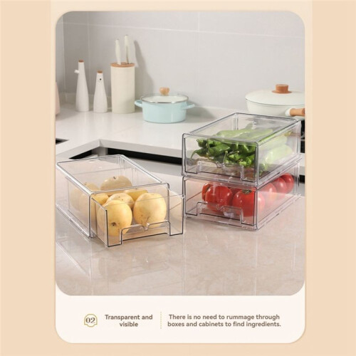 Refrigerator Drawers Stackable Fridge Organizer Bins for Refrigerator Organizers and Storage Size Small 2