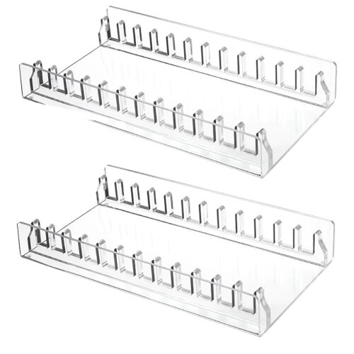 CD Holder 2 Pack, Clear Acrylic CD Organizers, CD Display Rack Holds for Media Shelf Storage and Organization