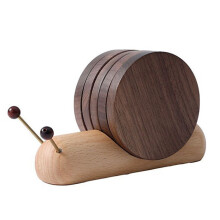 Porta-Copos de Madeira para Mesa, Tapete de Isolamento em Formato de Caracol, Ferramenta para Porta-Copos de Madeira, Bandeja de Chá para Presente