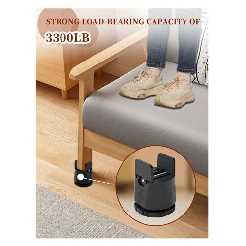Bed Risers Adjustable Furniture Risers,Table Desk Chair Risers with Clamp, Bed Frame Risers Height Adjustable Black