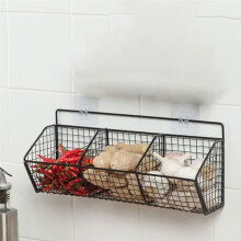 Kitchen Rack Wall Mounted Seasoning Spice Vegetable and Fruit Storage Rack Wall Drain Basket Punch-Free