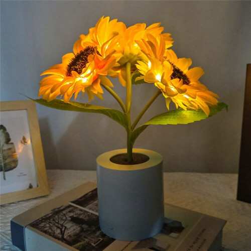 C Rechargeable Sunflower LED Simulation Night Light Table Lamp Simulation Flowers Decorative Desk Lamp 2