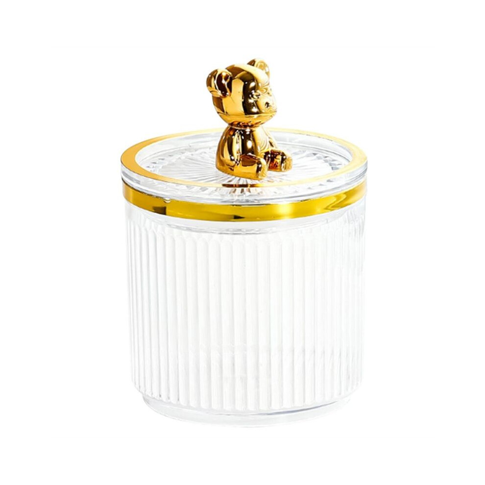 Cotton Swab Storage Acrylic Storage Box Cute Bear Cotton Pad Holder Makeup Organizer for Cotton Swabs Box Transparent
