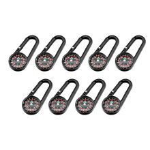 9pcs Liquid Filled Carabiner Compass Set for Hiking Camping Keychain Navigation Tool Multi‑Color