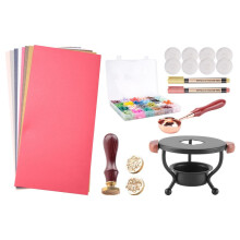 1 Set of Wax Bead Seal Set,Sealing Wax Beads with Sealing Wax Heater,Wax Melting Spoon,Envelopes and Pads for Gifts