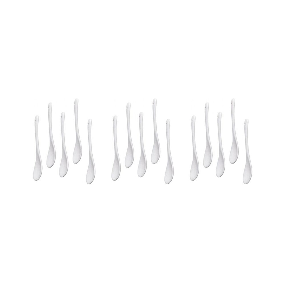 Semoic White 15Pcs Porcelain Egg Spoons Ceramic Spoons Coffee Spoon Dessert Spoon Mocha Dip Serving Spoon