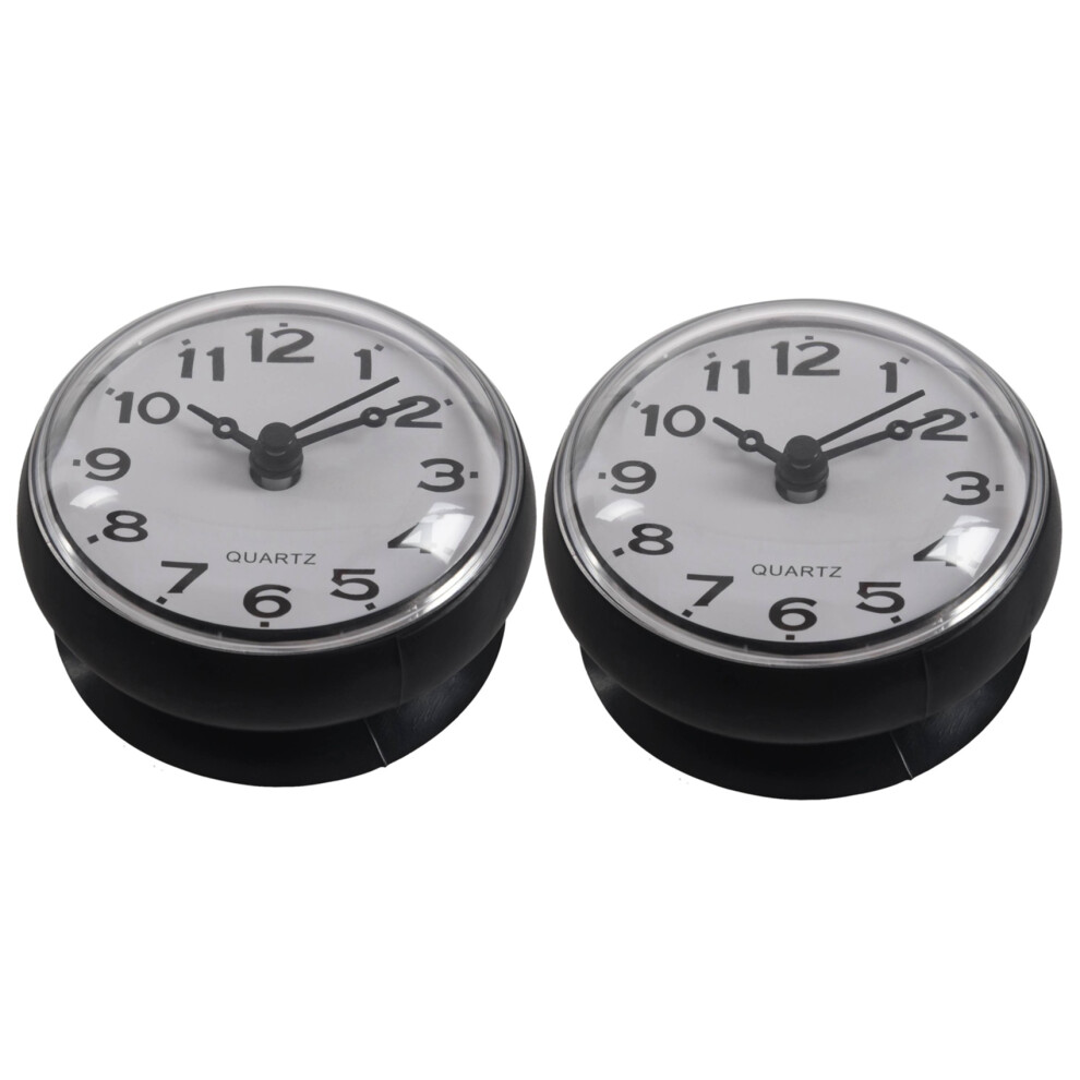 2X 7Cm Waterproof Kitchen Bathroom Shower Clock Suction Cup Sucker Wall Black Brecantia