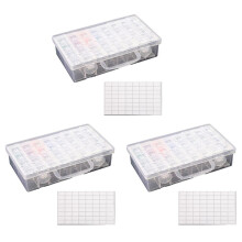 3X 32 Grids Diamond Painting Drill Storage Containers, Diamond Organizer Case Embroidery Beads Storage Box with Label