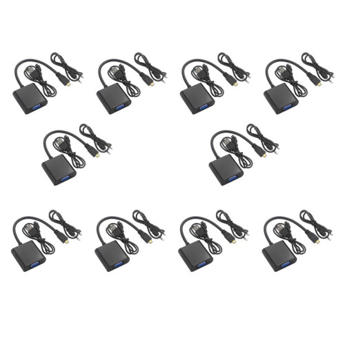 10X Micro- to VGA Adapter Cable 1080P Video Converter with Audio Jack USB Power Cable for  Camera Raspberry Pi 4