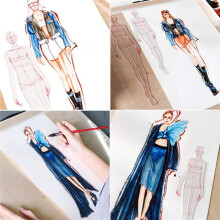 4X Mode Illustration Lineale Skizzieren Vorlagen Lineal Nähen Humanoide Muster Design Kleidung Messen,Typ A
