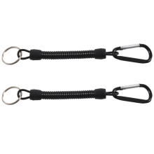 2X Key Ring, with Carabiner and Spiral Cable, 13 cm, Random Color