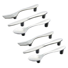 Silber Kuechenschrank Schrank Schublade Pull Griffe Knoepfe 6 Stk (Messer Gabel Loeffel)