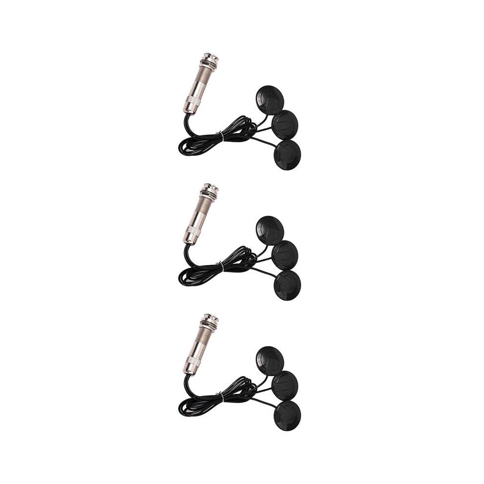 3X Guitar Pickup Piezo Contact Microphone Pickup 3 Transducer Pickup System For Acoustic 6.35Mm Jack (Black) Black 4712365904584