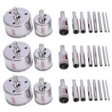 30Pcs Diamond Hole Saw 3-50mm Drill Bit Saw Set Tile Ceramic Marble Glass Cutter