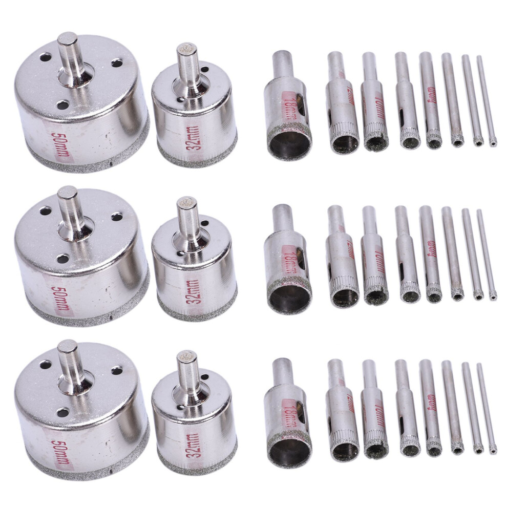 30Pcs Diamond Hole Saw 3-50Mm Drill Bit Saw Set Tile Ceramic Marble Glass Cutter 6032614838896