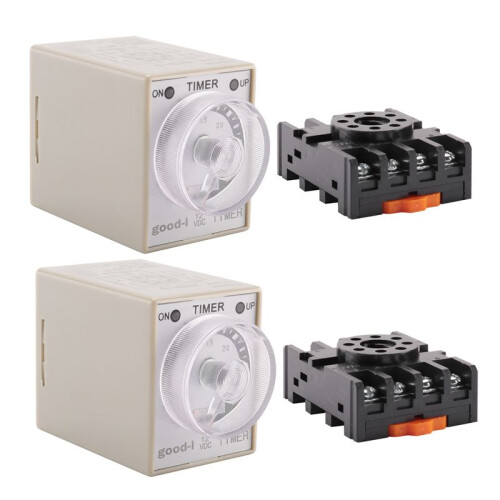 2X  12V 0-30 Secondi Anni '30 Elettrico Delay Timer Timing Relay DPDT 8P con Base