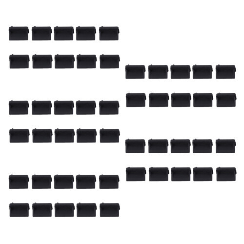 50 Pcs Silicone USB Port Plug Dustproof Plug Stopper Protection Cap Black 1