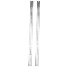 2X Regla de Borde Recto de Medición de Doble Cara de Acero Inoxidable, 60 cm / 24 Pulgadas, Plata