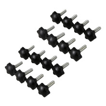 16 Pcs Black Spare Part M8 x 30mm Male Threaded Knurled Grip Star Knob